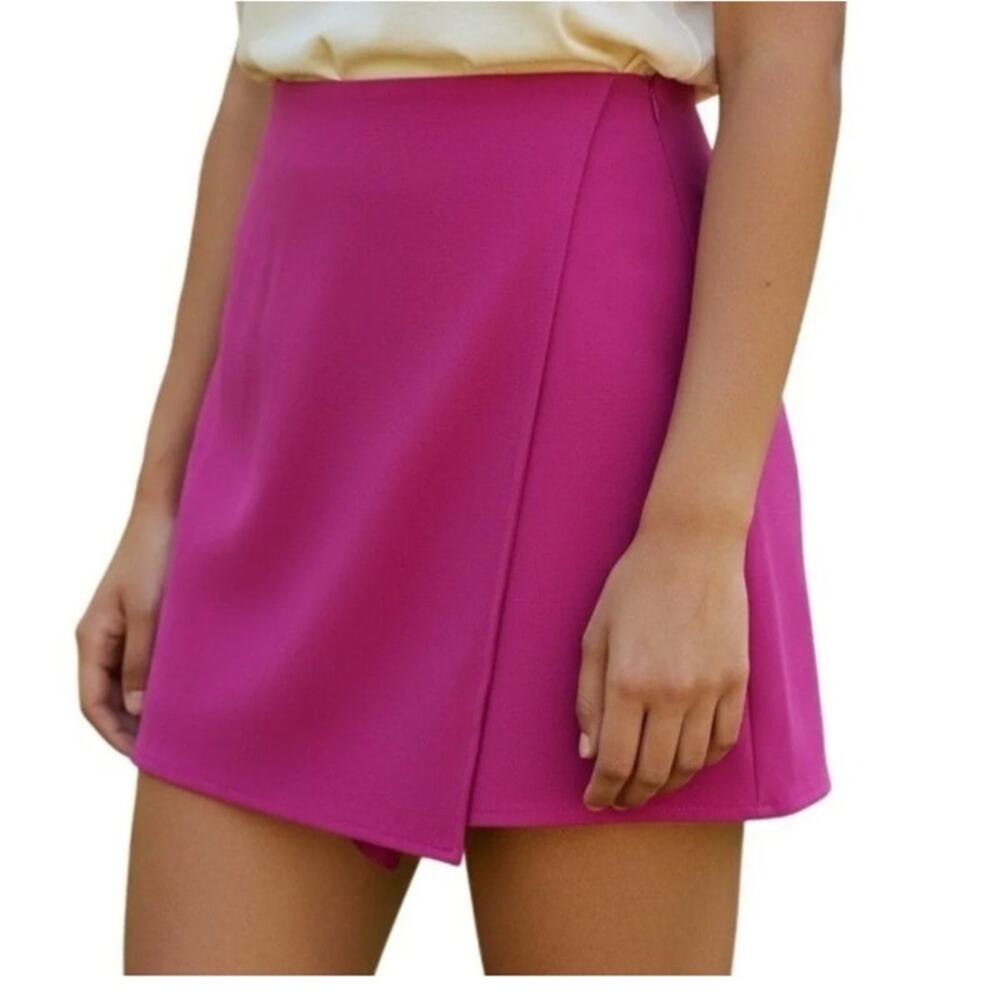 Express | NWT Hot Pink Editor Faux Wrap Mini Skort